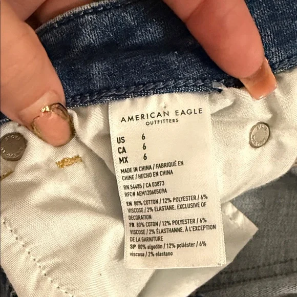 American Eagle Outfitters Distressed Blue Jean Shorts “Curvy High Waisted” - Picture 5 of 6